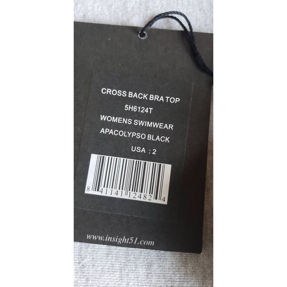 INSIGHT CROSS BACKBRA TOP APACOLYPSO BLACK BIKINI TOP NWT - Picture 4 of 8